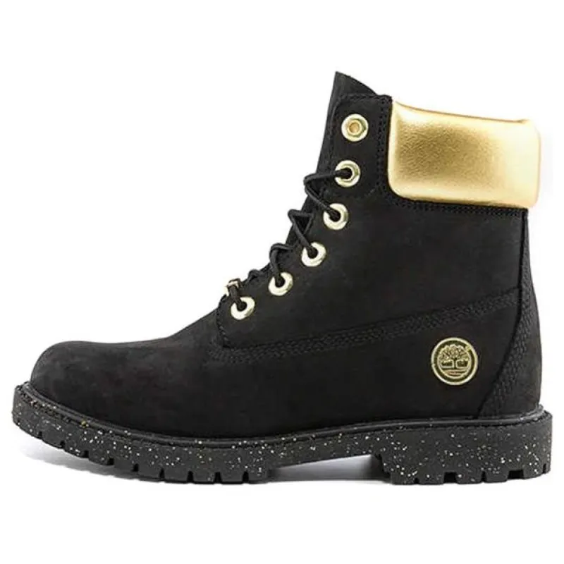 (WMNS) Timberland Heritage 6 Inch Waterproof Boots 'Black Nubuck with Gold' A5RRMW sold by KicksCrew