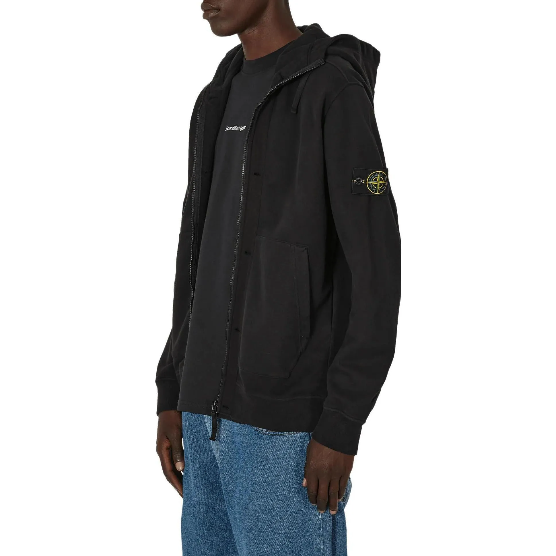 STONE ISLAND Logo Patch Zip-Up Hoodie 'Black' 791560477-V0029 sold by KicksCrew product image thumbnail 3