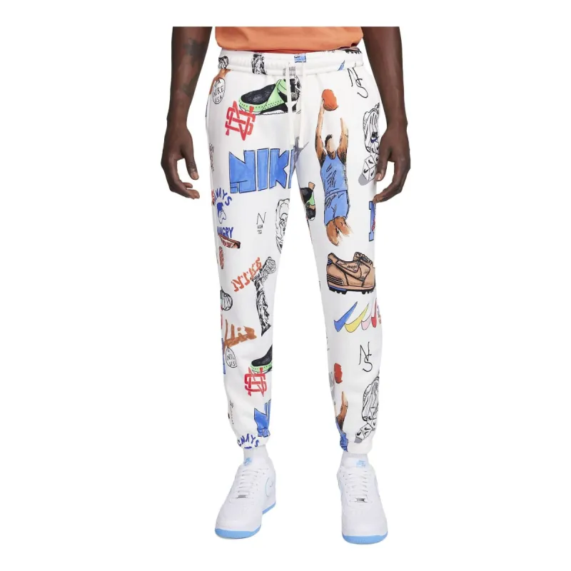 Nike Sportswear Club Fleece Printed Pants 'White' FV1922-133 sold by KicksCrew