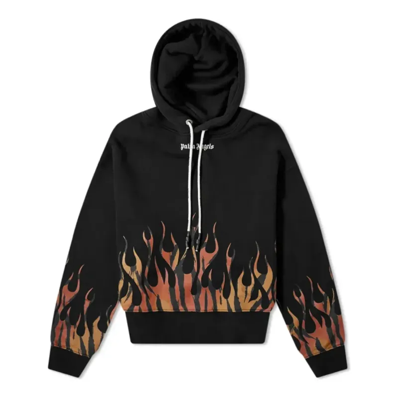 Palm Angels Tiger Flames Popover Hoodie 'Black Orange' PMBB058E20FLE0011020 sold by KicksCrew