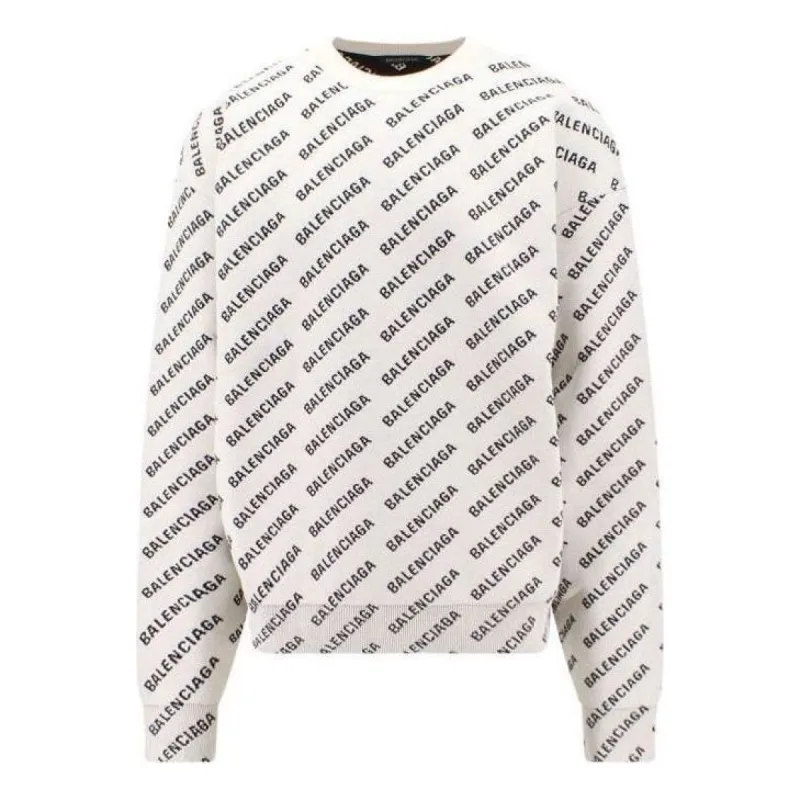 Balenciaga Mini Allover Logo Sweater 'White Black' 736247T32339054 sold by KicksCrew