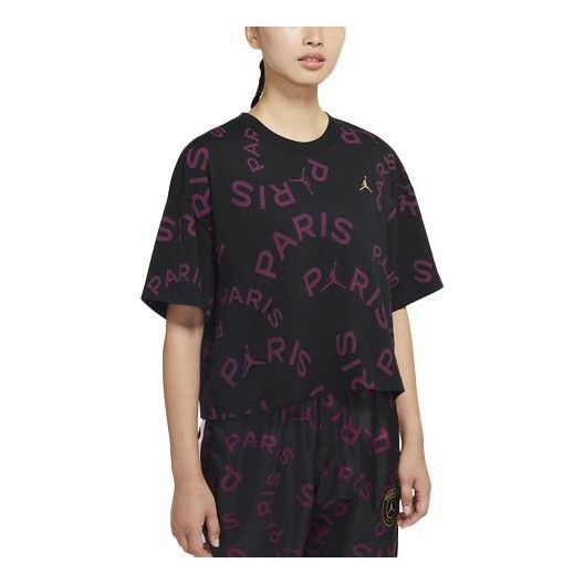 (WMNS) Air Jordan x PSG Boxy T-Shirt 'Black' CU5697-010 sold by KicksCrew