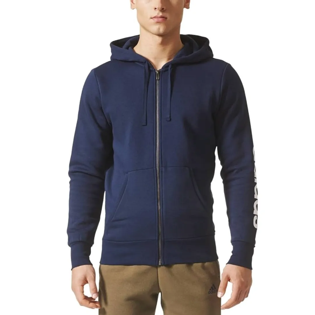 adidas Essentials LIN Full Zip Hoodie 'Navy White' BQ9639 sold by KicksCrew product image thumbnail 3