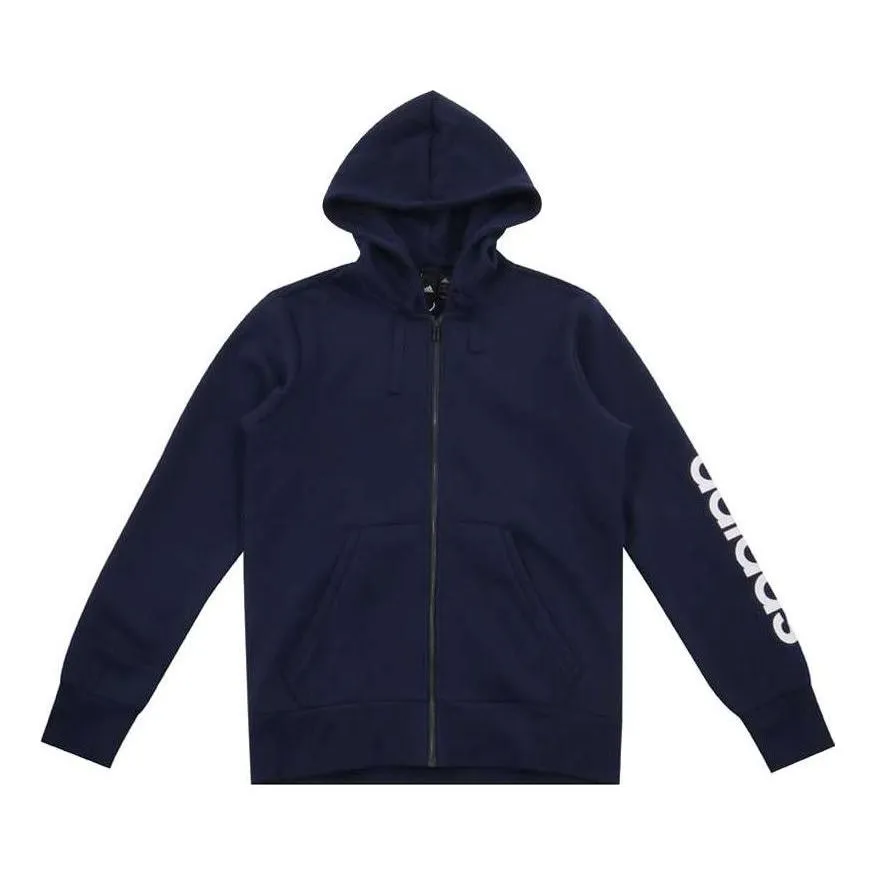 adidas Essentials LIN Full Zip Hoodie 'Navy White' BQ9639 sold by KicksCrew