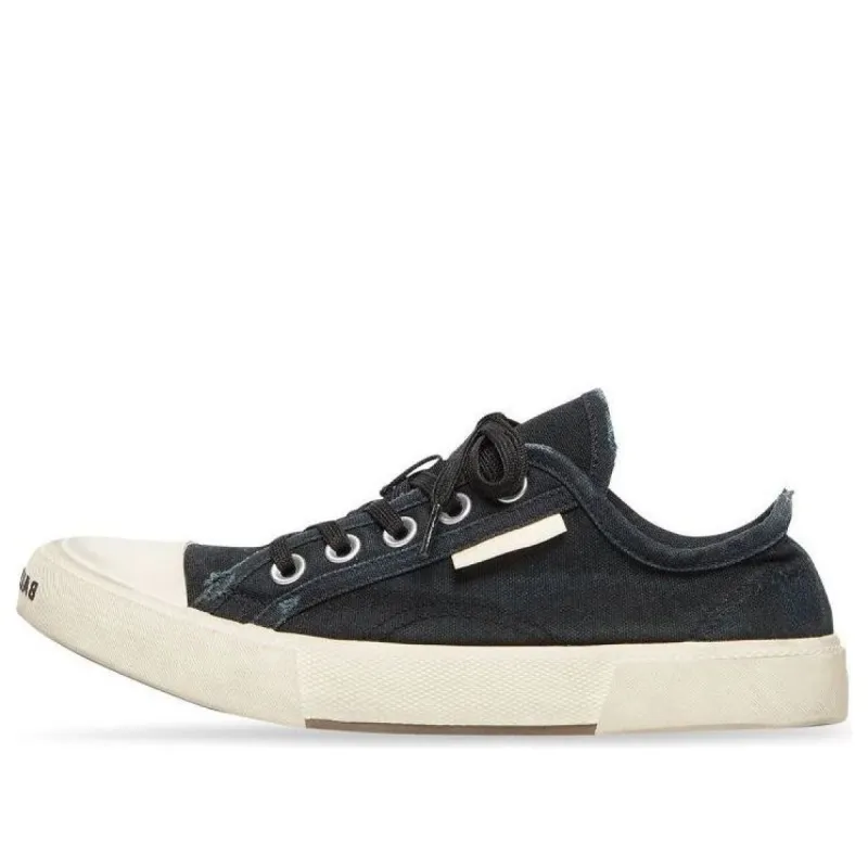(WMNS) Balenciaga Paris Low Top Sneakers 'Black Destroyed Cotton and White Rubber' 688757W3RC21090 sold by KicksCrew