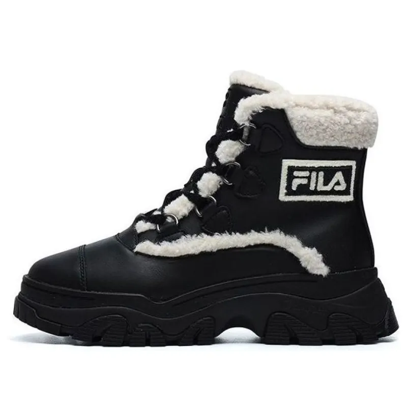 (WMNS) FILA Warm Snow Boots 'Black White' F12W144404FBK sold by KicksCrew