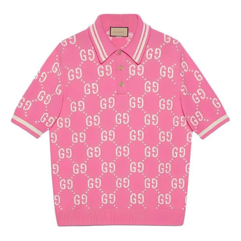Gucci GG Cotton Intarsia Polo Shirt 'Pink' 774077-XKCDF-5337 sold by KicksCrew