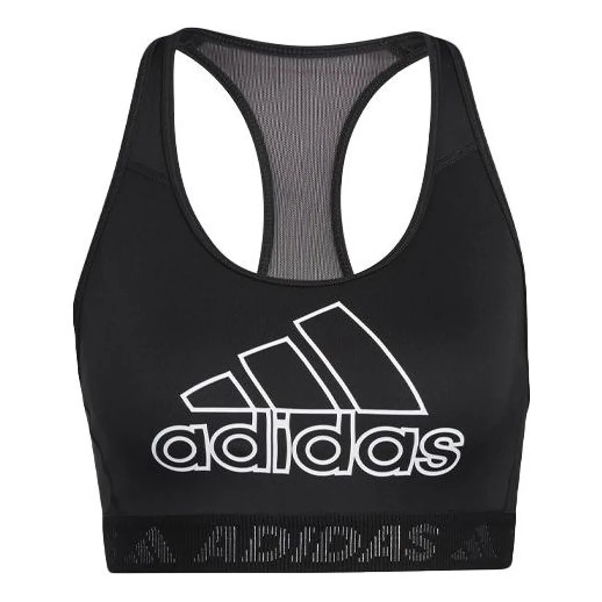 (WMNS) adidas Don't Rest Badge of Sport Bra 'Black White' GL0579 sold by KicksCrew
