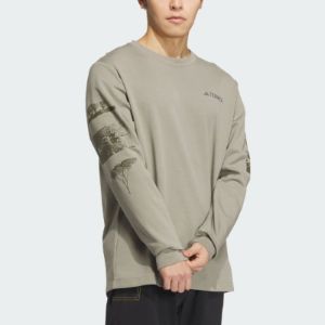 adidas x National Geographic Aeroready Graphic Long Sleeve Tee 'Silver Pebble' IS9509 sold by KicksCrew