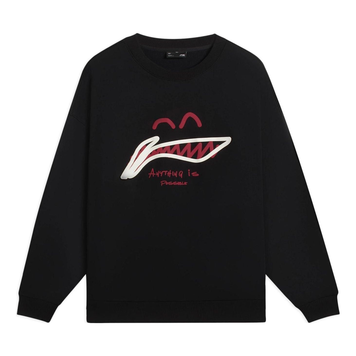 Li-Ning Anything Is Possible Graphic Sweatshirt 'Black' AWDSG91-2 sold by KicksCrew