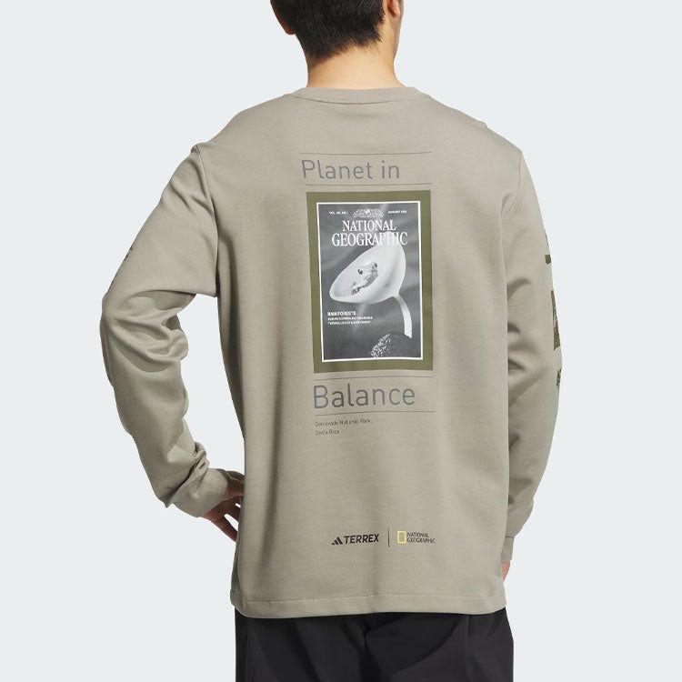 adidas x National Geographic Aeroready Graphic Long Sleeve Tee 'Silver Pebble' IS9509 sold by KicksCrew product image thumbnail 3