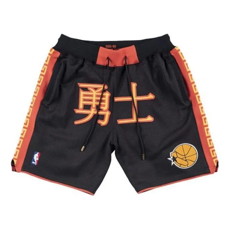 Mitchell & Ness x NBA Hardwood Classics Chinese New years Shorts 'Warriors' SHORBW18068-GSWBLCK95 sold by KicksCrew
