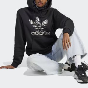 (WMNS) adidas Zebra Animal Print Infill Hoodie 'Black' II0905 sold by KicksCrew