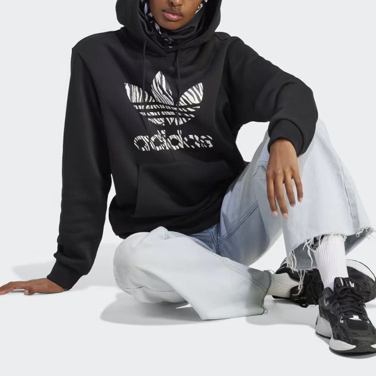 (WMNS) adidas Zebra Animal Print Infill Hoodie 'Black' II0905 sold by KicksCrew product image thumbnail 2