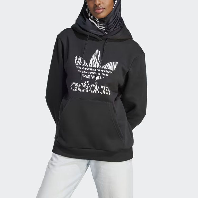(WMNS) adidas Zebra Animal Print Infill Hoodie 'Black' II0905 sold by KicksCrew product image thumbnail 3