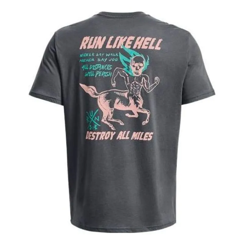 Under Armour Run Like Hell Graphic T-shirt 'Pitch Grey' 1376972-012 sold by KicksCrew