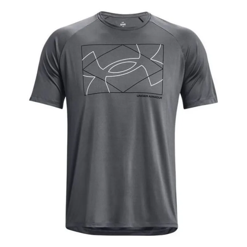 Under Armour Velocity Logo Print Round Neck Training T-shirt 'Grey' 1377141-012 sold by KicksCrew