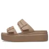 (WMNS) Crocs Brooklyn Sandal Low Wedge 'Latte' 207431-2Q9 sold by KicksCrew