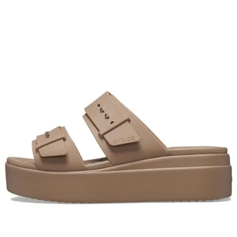 (WMNS) Crocs Brooklyn Sandal Low Wedge 'Latte' 207431-2Q9 sold by KicksCrew
