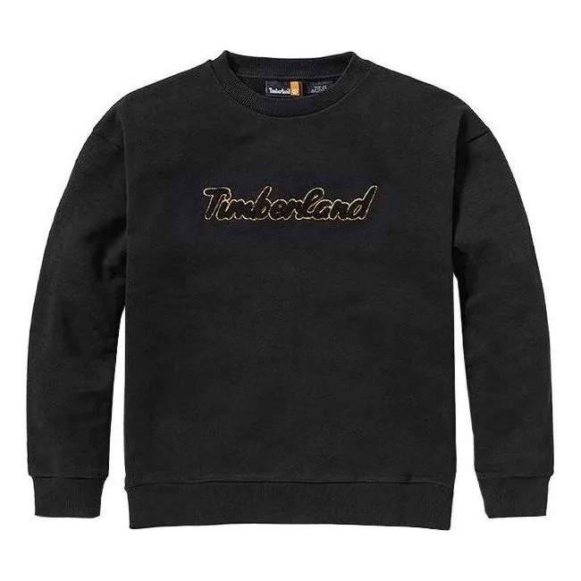 (WMNS) Timberland Logo Texture Crew Sweater 'Black' A6HV5-001 sold by KicksCrew