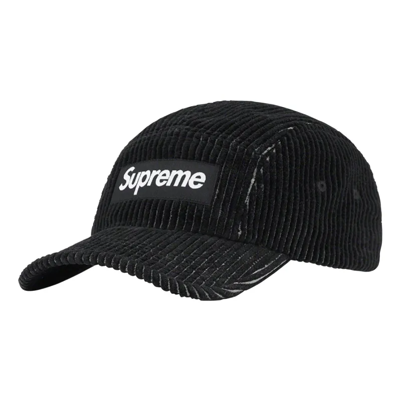 Supreme 2-Tone Corduroy Camp Cap 'Black White' SUP-SS23-2248 sold by KicksCrew