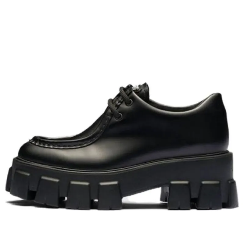 (WMNS) PRADA Monolith Brushed Leather Lace-up Shoes 'Black' 1E254N_B4L_F0002_F_B055 sold by KicksCrew