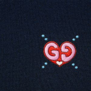 (WMNS) Gucci Fine Knit Sweater With Embroidery 'Navy' 782254-XKD0I-4215 sold by KicksCrew