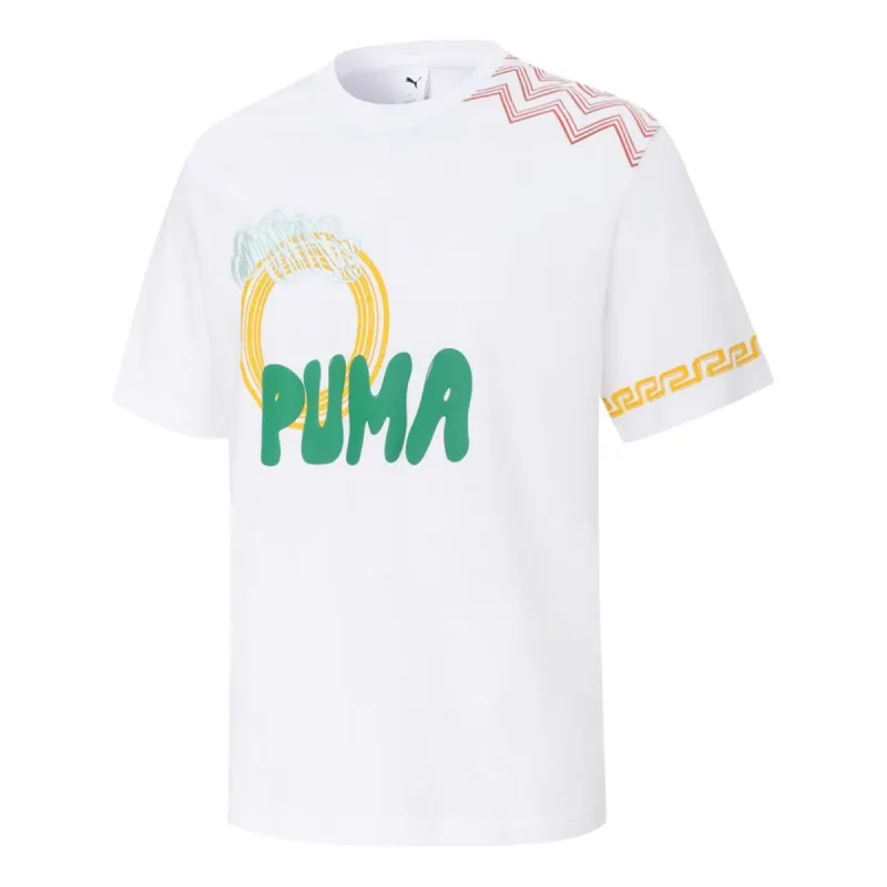 Puma Logo T-Shirt 'White' 539609-02 sold by KicksCrew