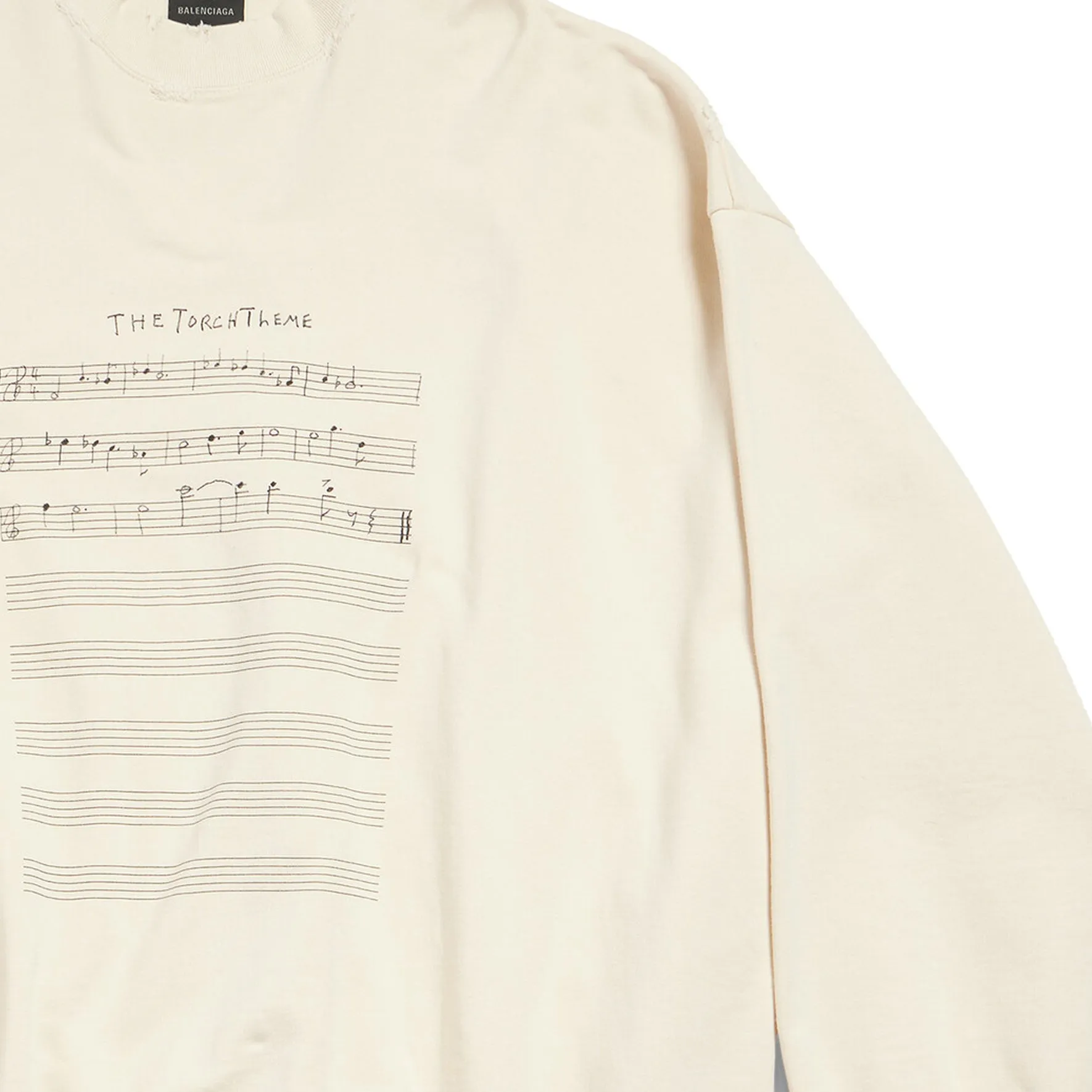 Balenciaga SS24 Logo with Sheet Music Sweater 'Beige' 699212TMVO69069 sold by KicksCrew product image thumbnail 4