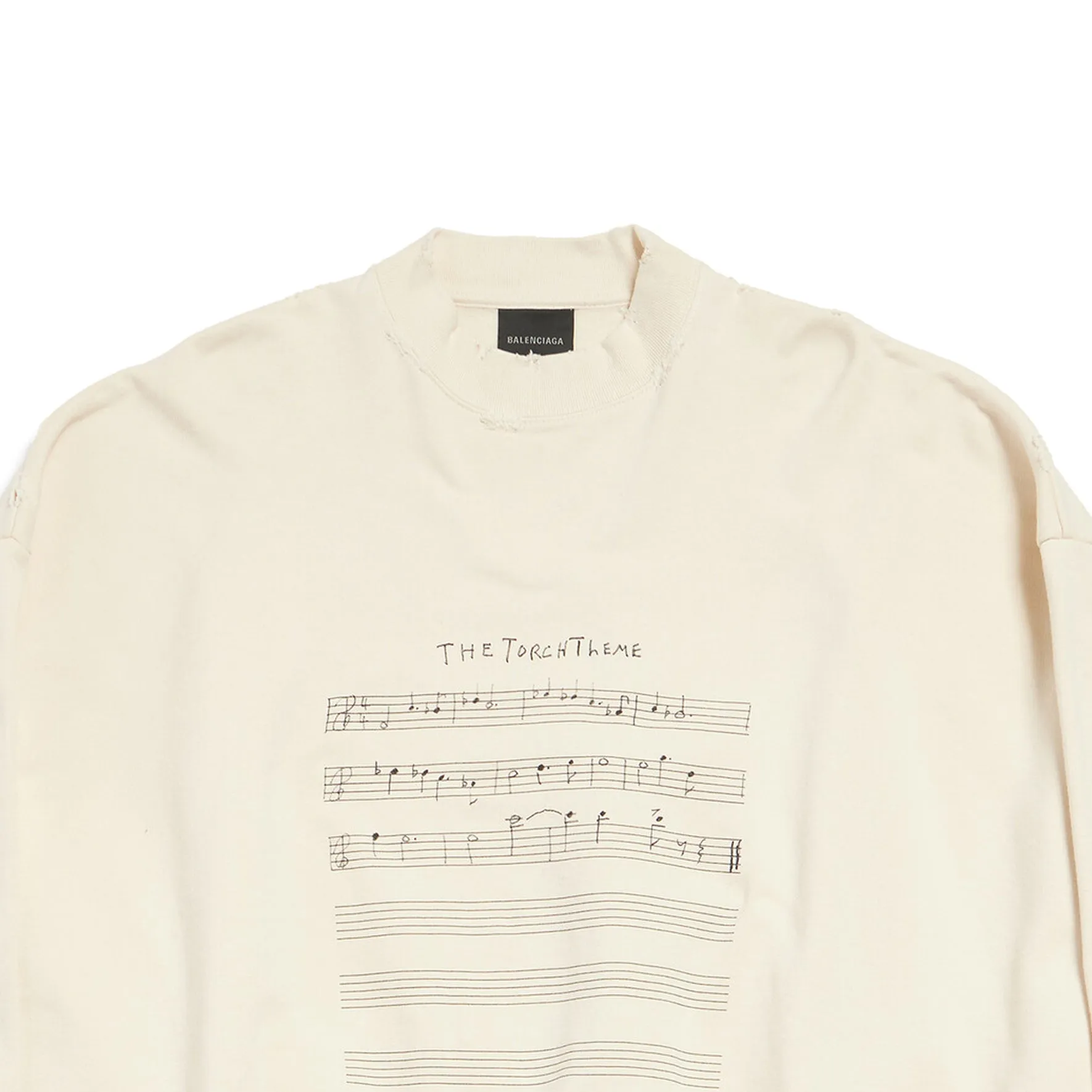 Balenciaga SS24 Logo with Sheet Music Sweater 'Beige' 699212TMVO69069 sold by KicksCrew product image thumbnail 3