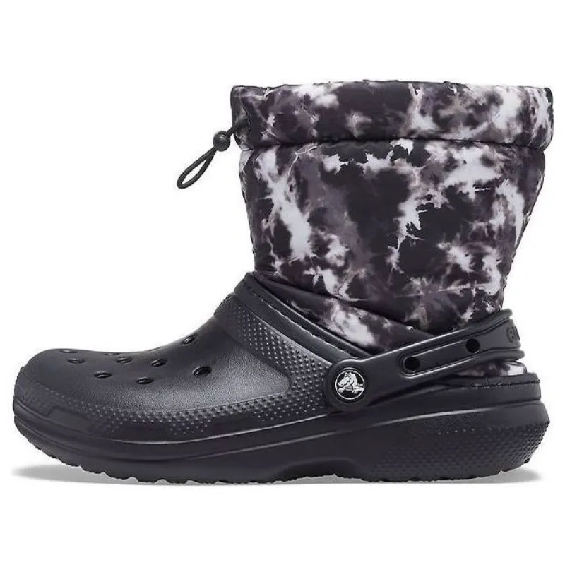 Crocs Classic Lined Neo Puff Tie Dye Boots 'Black White' 207328-001 sold by KicksCrew