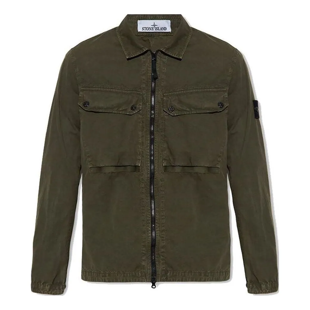 STONE ISLAND Overshirt 'Olive' 7915102WN-V0158 sold by KicksCrew