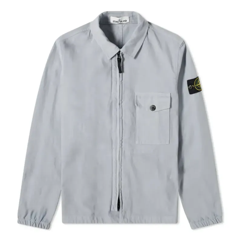 STONE ISLAND Garment Dyed Zip Shirt Overshirt 'Light Grey' 751510704-V0061 sold by KicksCrew