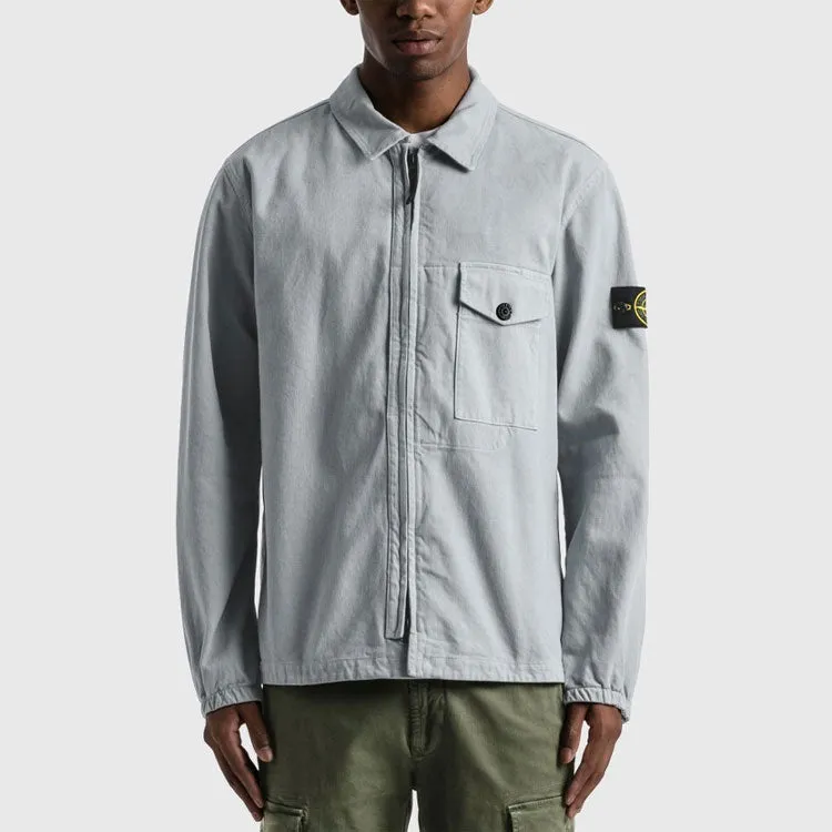 STONE ISLAND Garment Dyed Zip Shirt Overshirt 'Light Grey' 751510704-V0061 sold by KicksCrew product image thumbnail 4