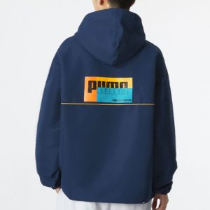 PUMA Logo Half Zip Jacket 'Navy' 673600-84 sold by KicksCrew