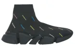 (WMNS) Balenciaga Speed 2.0 Sneakers 'Recycled Knit Black with Multicolor Allover Logo' 617196W2DF01088 sold by KicksCrew