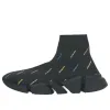 (WMNS) Balenciaga Speed 2.0 Sneakers 'Recycled Knit Black with Multicolor Allover Logo' 617196W2DF01088 sold by KicksCrew