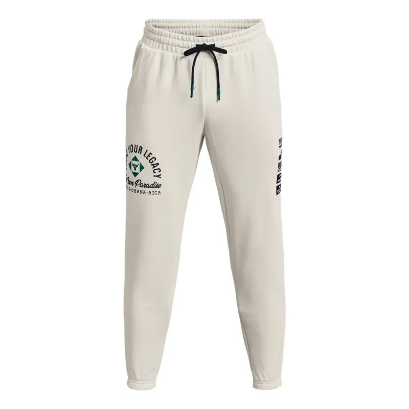Under Armour Project Rock Heavyweight Terry Pants 'Ivory Black' 1377440-130 sold by KicksCrew