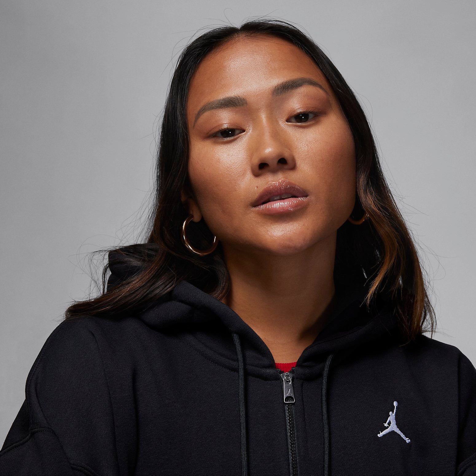 (WMNS) Air Jordan Brooklyn Fleece Full Zip Hoodie 'Black' FD7866-010 sold by KicksCrew product image thumbnail 4