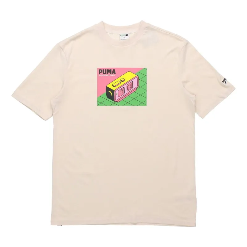 Puma Downtown Graphic Tee 'Beige Pink Green' 599181-85 sold by KicksCrew