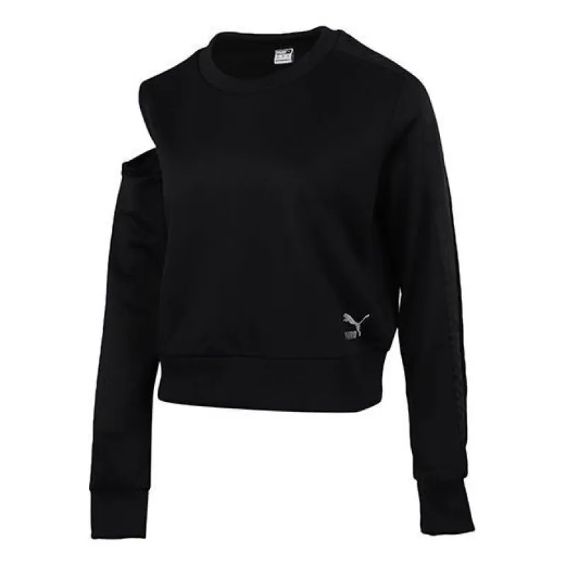 (WMNS) Puma Fashion Crew Sweater 'Black Grey' 599046-01 sold by KicksCrew
