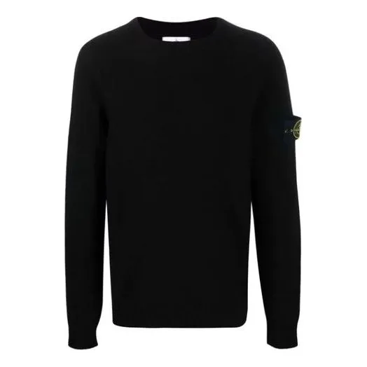 STONE ISLAND Lambswool Crew Knit 'Black' 7515505A3-V0029 sold by KicksCrew
