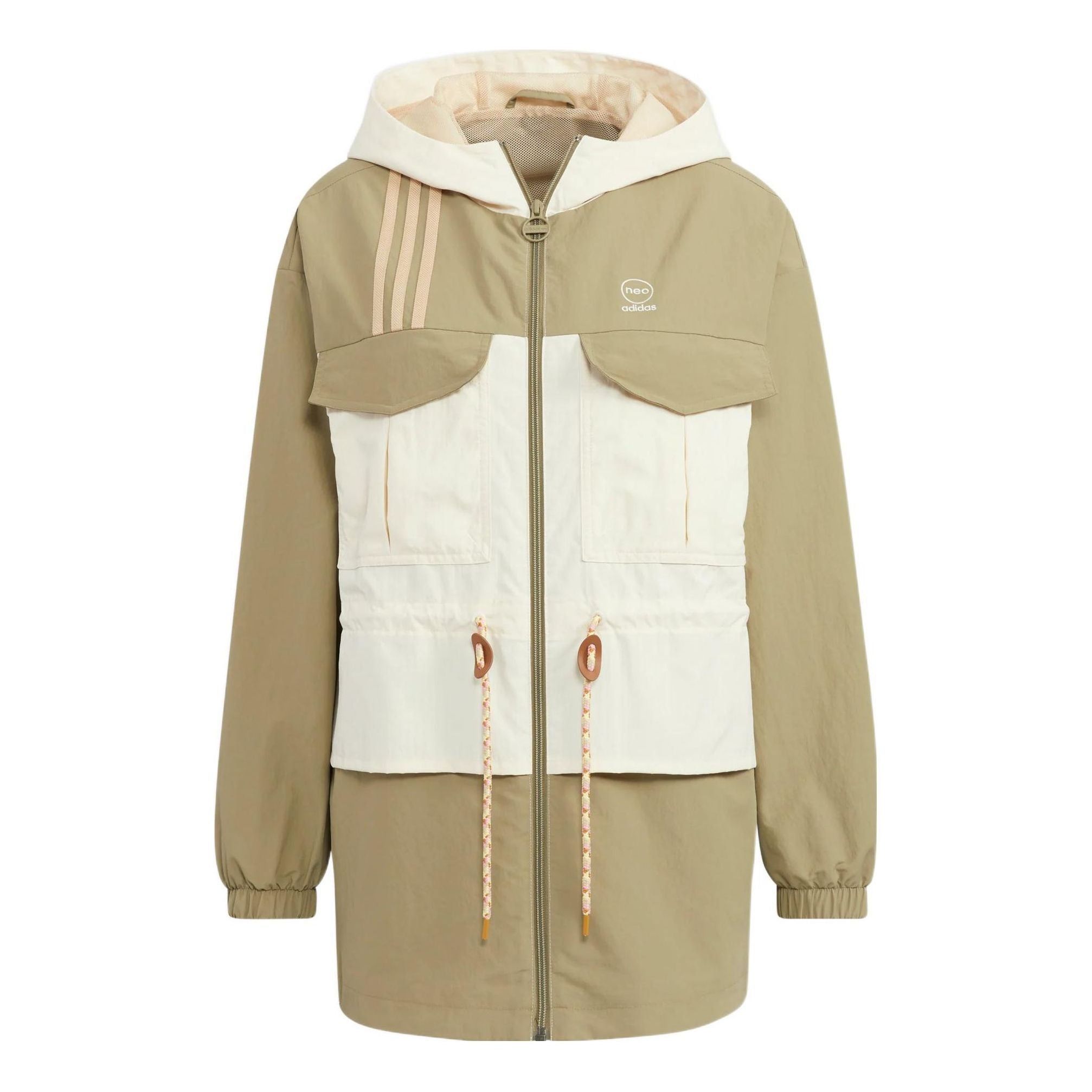 (WMNS) Adidas Neo Util Windbreaker Jacket 'Tan White' HM2023 sold by KicksCrew