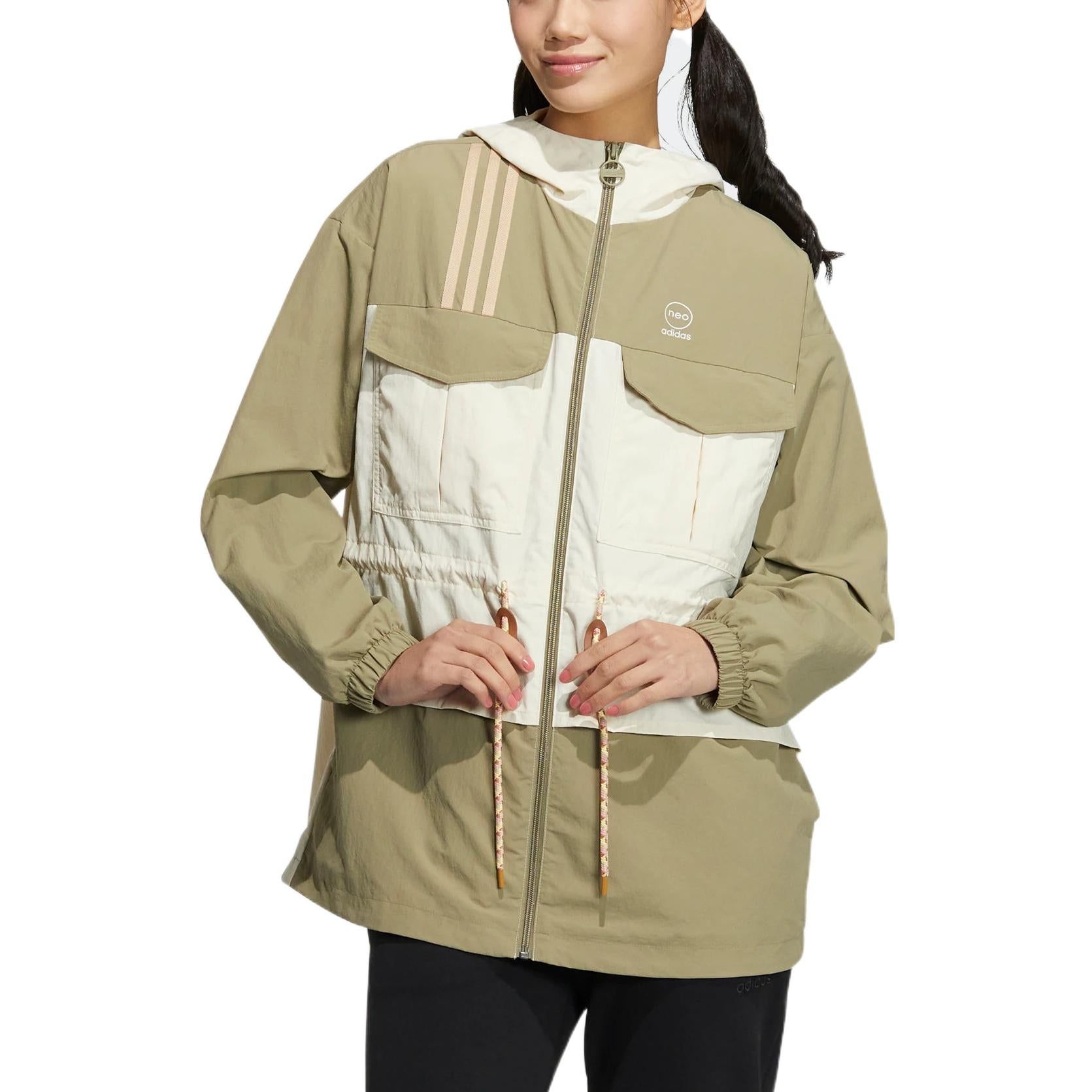 (WMNS) Adidas Neo Util Windbreaker Jacket 'Tan White' HM2023 sold by KicksCrew product image thumbnail 2