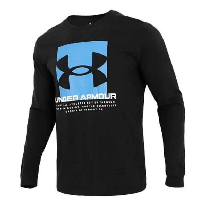 Under Armour Boxed Script Long Sleeve T-shirt 'Black Blue' 1361691-001 sold by KicksCrew
