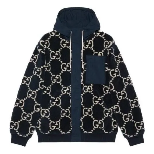 Gucci GG Fuzzy Fabric Jacquard Jacket 'Dark Blue' 771121-XJF4D-4100 sold by KicksCrew
