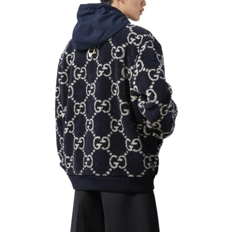Gucci GG Fuzzy Fabric Jacquard Jacket 'Dark Blue' 771121-XJF4D-4100 sold by KicksCrew product image thumbnail 3