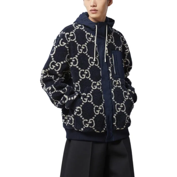 Gucci GG Fuzzy Fabric Jacquard Jacket 'Dark Blue' 771121-XJF4D-4100 sold by KicksCrew product image thumbnail 4