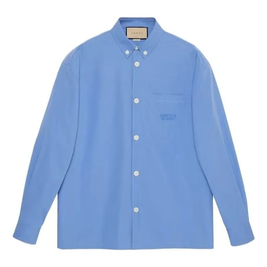 Gucci Cotton Shirt With Gucci Embroidery 'Blue' 770291-ZAPC5-4544 sold by KicksCrew