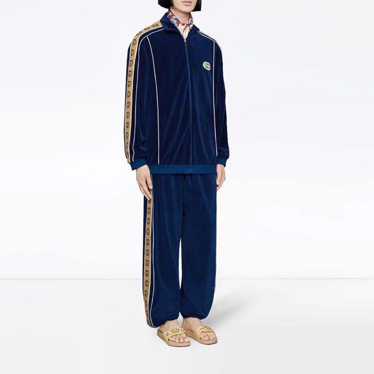 GUCCI Velour Taped Oversized Track Pant 'Blue' 574097-XJA6U-4541 sold by KicksCrew product image thumbnail 2
